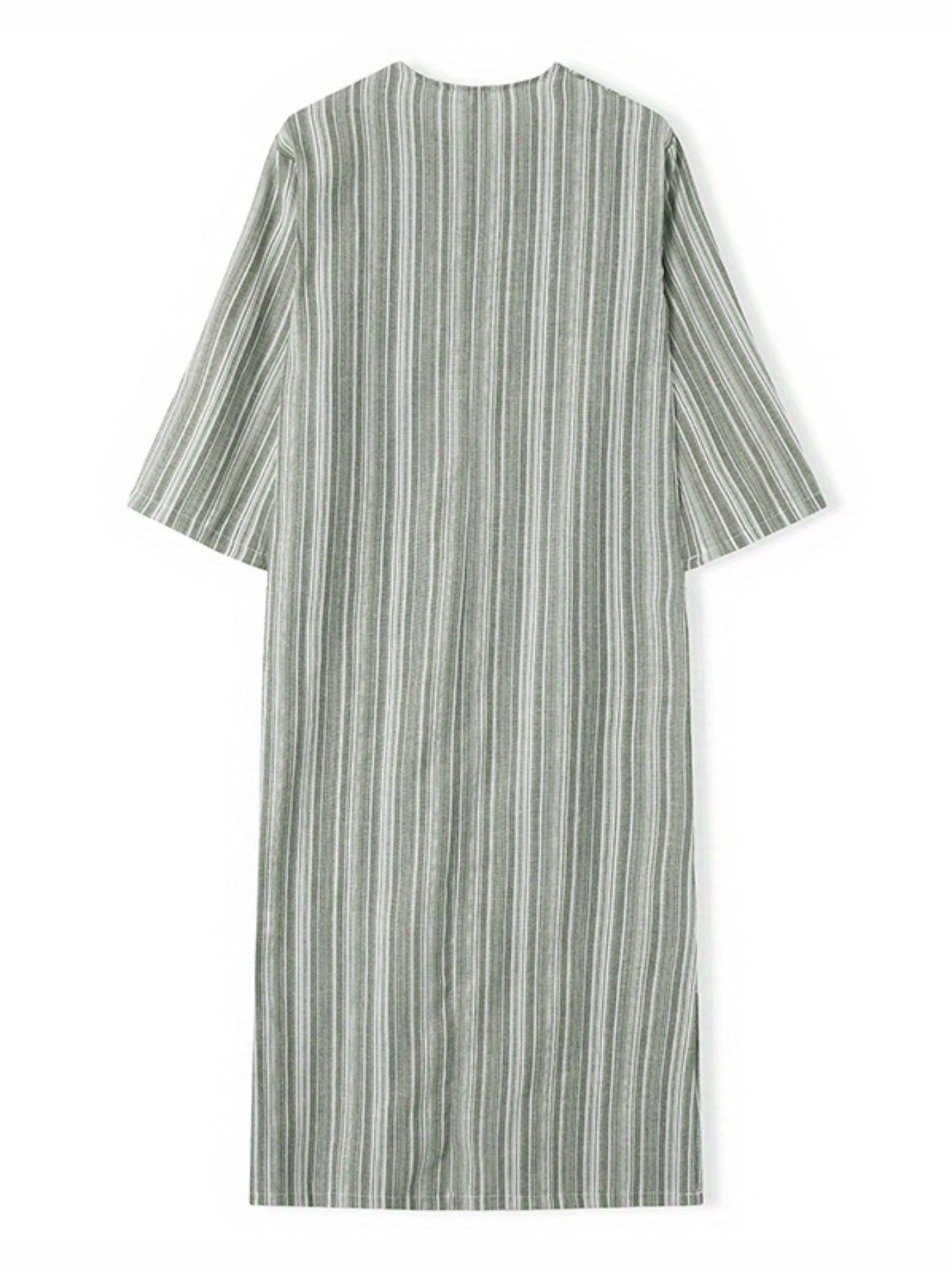 Women's Loose Dresses Striped V Neck Caftans 3/4 Sleeve Casual Loose Maxi Beach Dress with Pockets