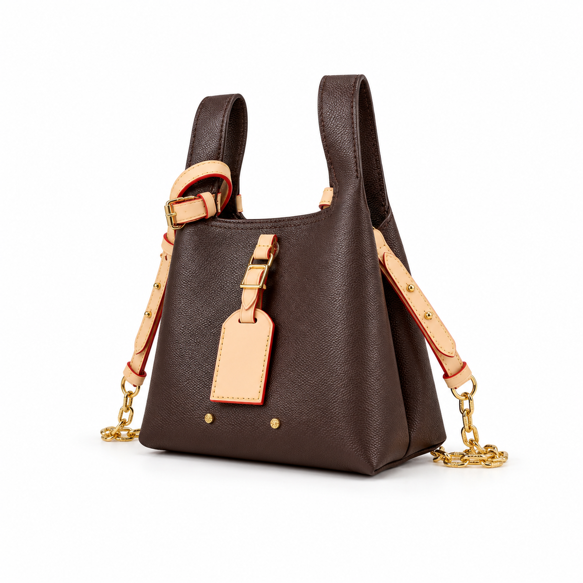 Brown Tote Crossbody Bag With Contrast Strap