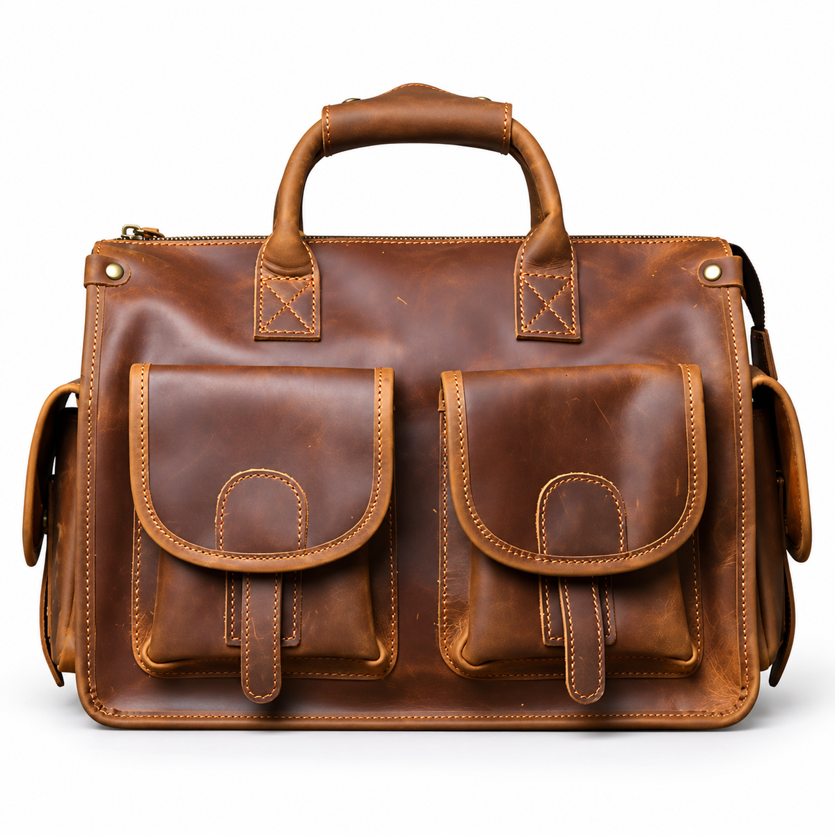Vintage Brown Multi Pocket Briefcase Bag