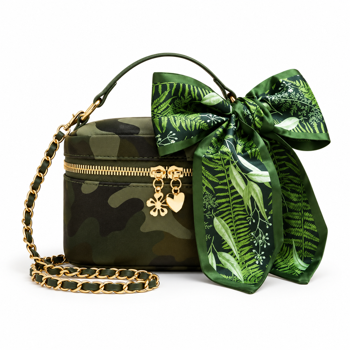 Green Camouflage Bow Chain Crossbody Bag
