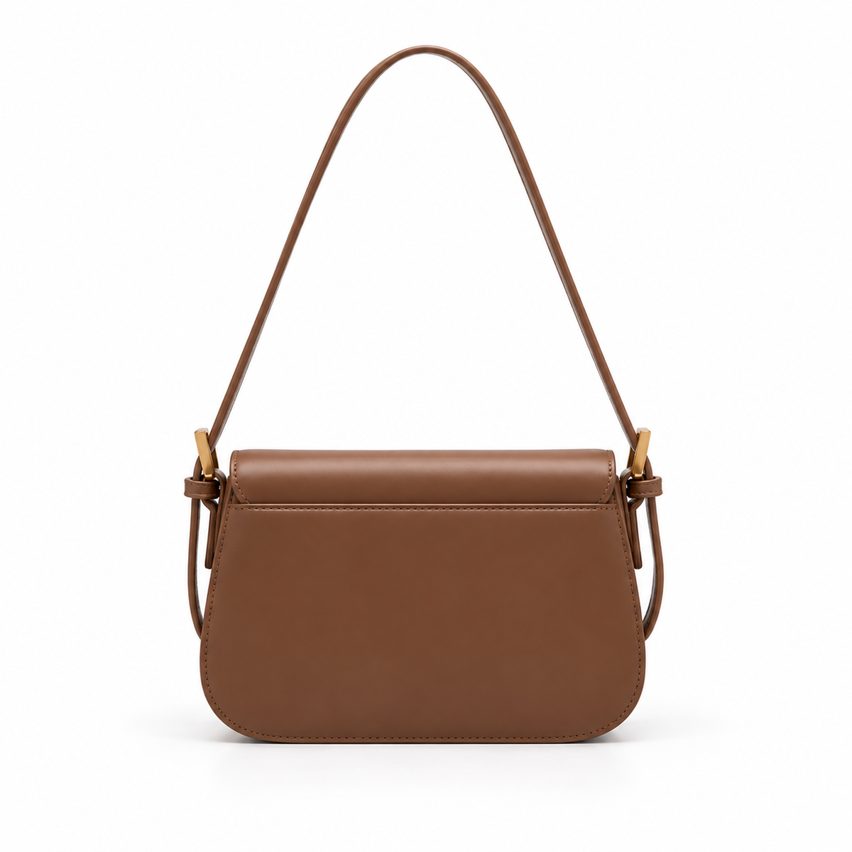 Brown Structured Leather Shoulder Bag