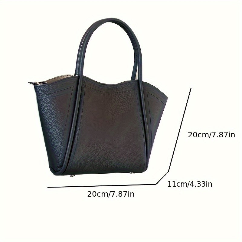 Genuine Leather Single Shoulder Crossbody Bag, Classic Fashion, Large Capacity, Soft Leather Touch, Removable Strap, Magnet Closure