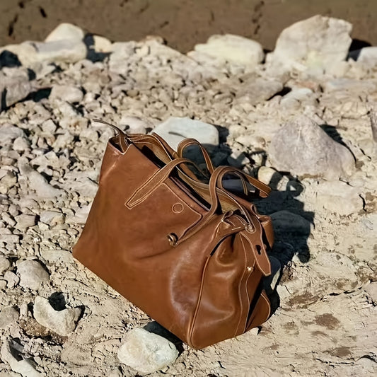 Luxury Genuine Leather Tote Bag - Spacious With Zipper Bag, Perfect for Women's Travel & Business