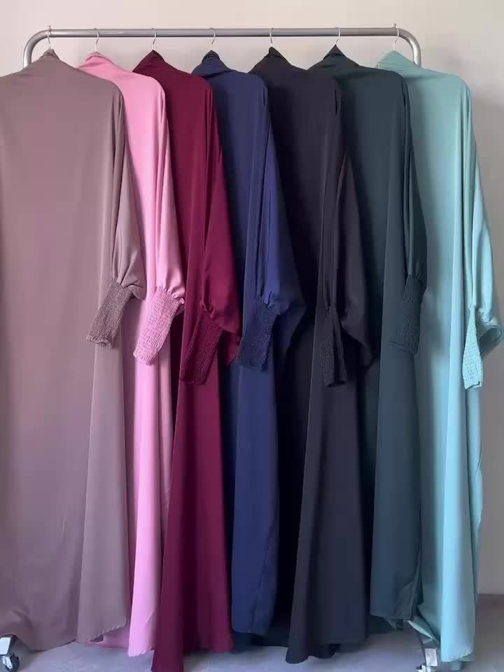 [Satin Modesty Dress] Free Size Satin One Piece Modesty Abaya Burkha - Jilbab Niqab Attached