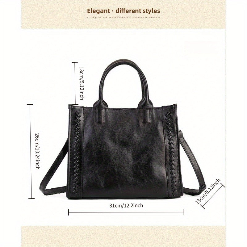 Top-Grain Cowhide Backpack for Men's Casual Travel, Retro Large-Capacity Genuine Leather Tote Lock Shoulder Bag