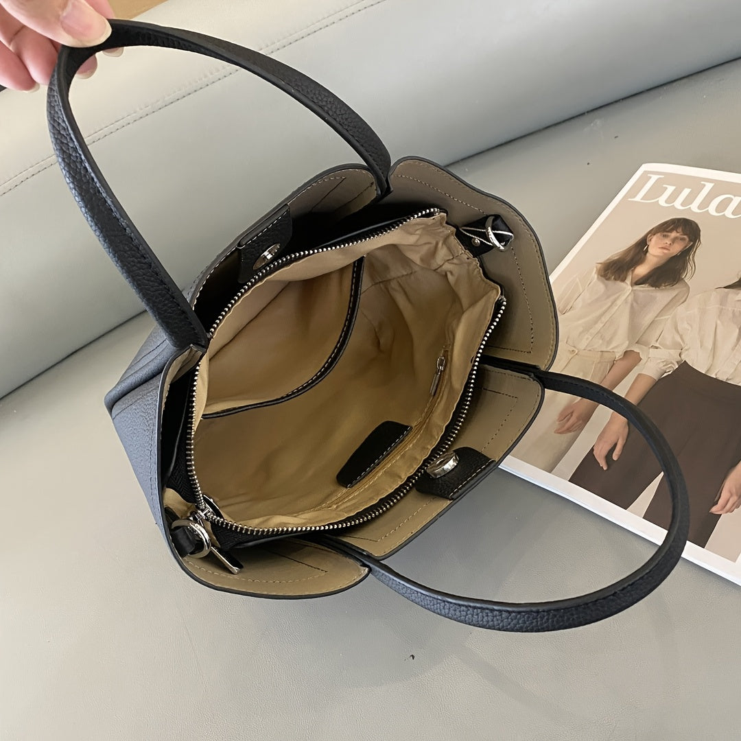 Genuine Leather Single Shoulder Crossbody Bag, Classic Fashion, Large Capacity, Soft Leather Touch, Removable Strap, Magnet Closure