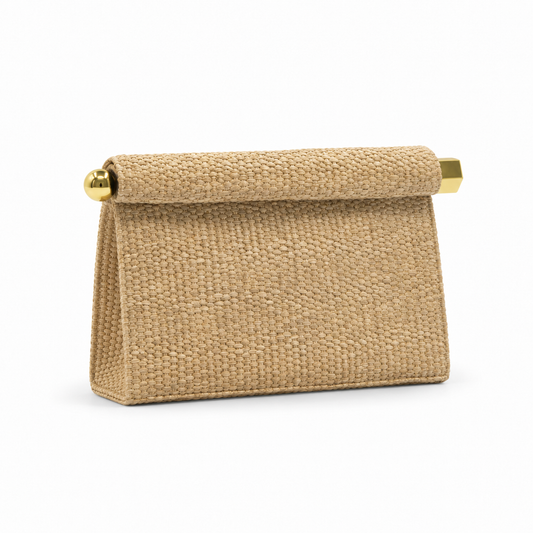 Natural Woven Raffia Clutch Bag