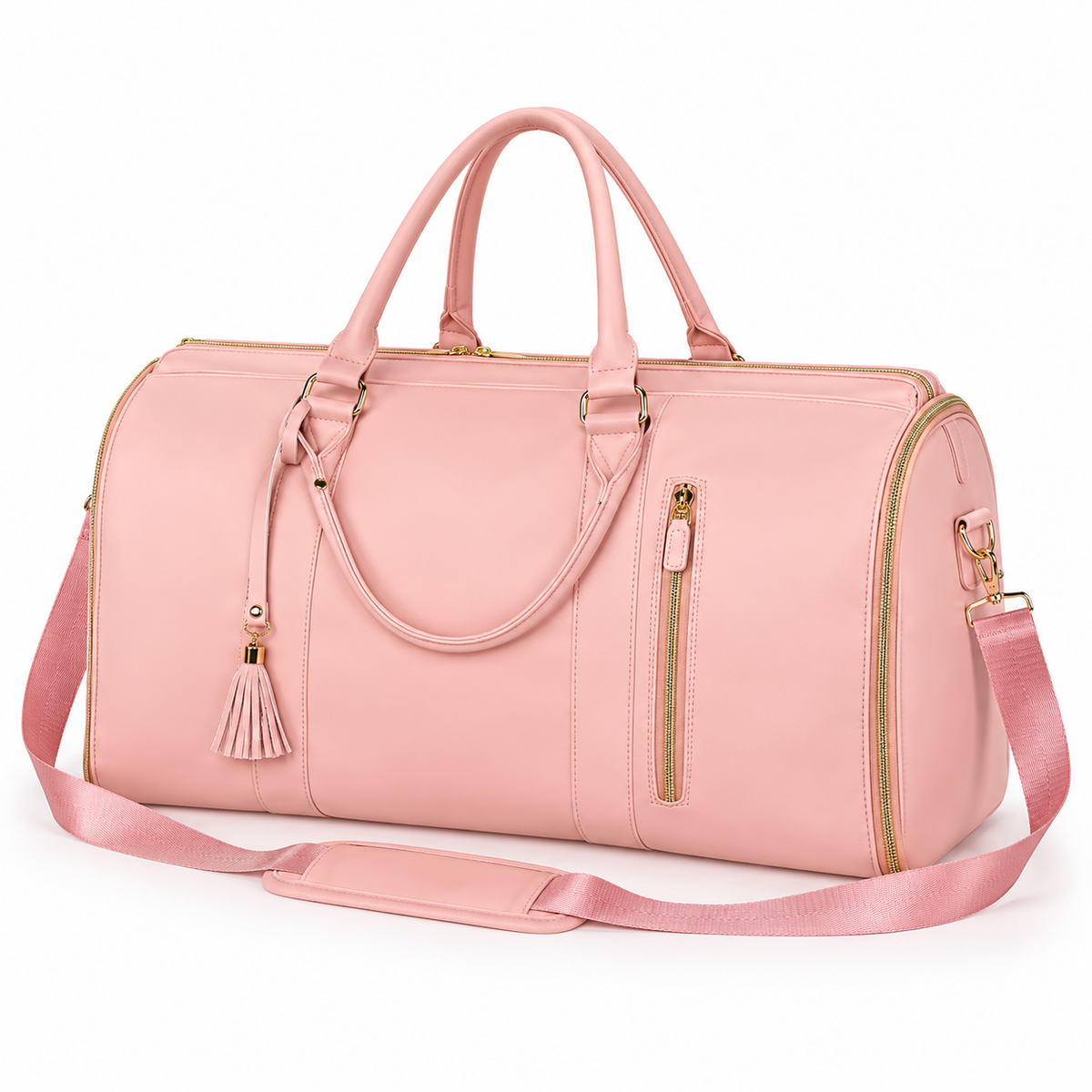 Pink Convertible Garment Duffel Overnight Bag