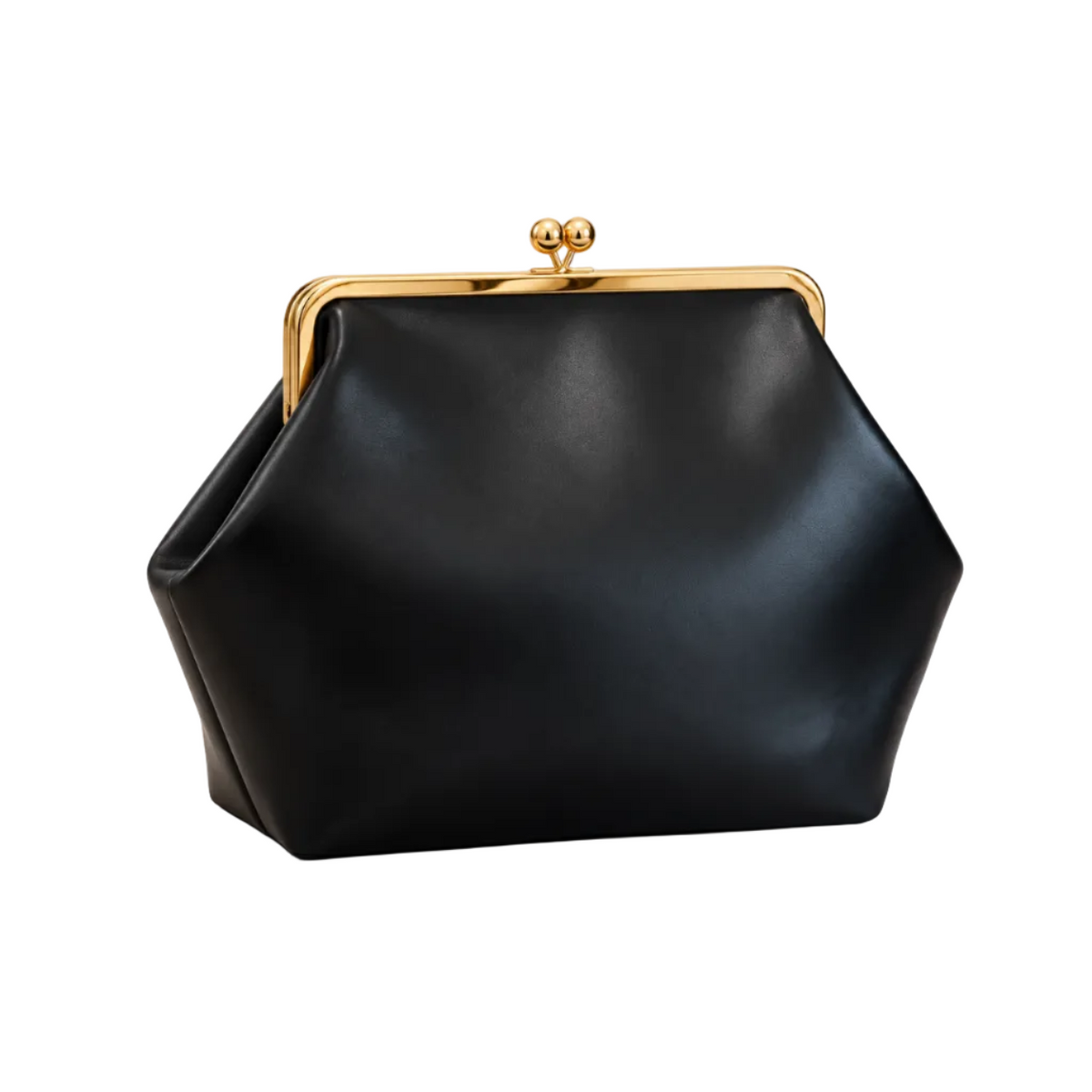 Elegant Black Clutch With Golden Clasp