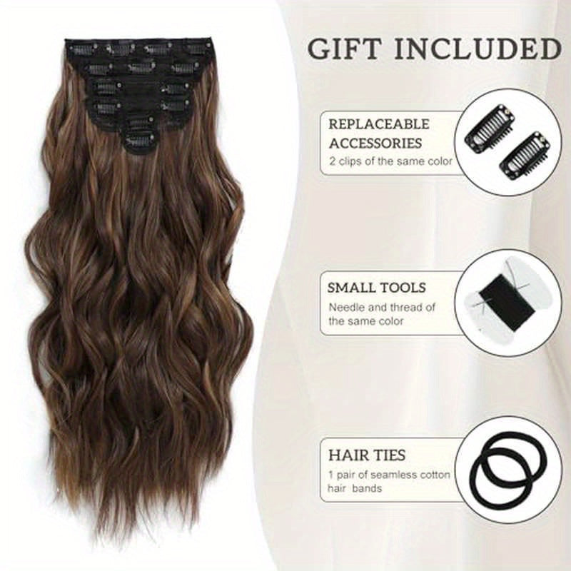 Emphasize Dark Brown Balayage Clip-In Hair Extensions (20 Inches, 6pcs, Light Brown And Honey Blonde) That Look Natural And Blend Seamlessly.