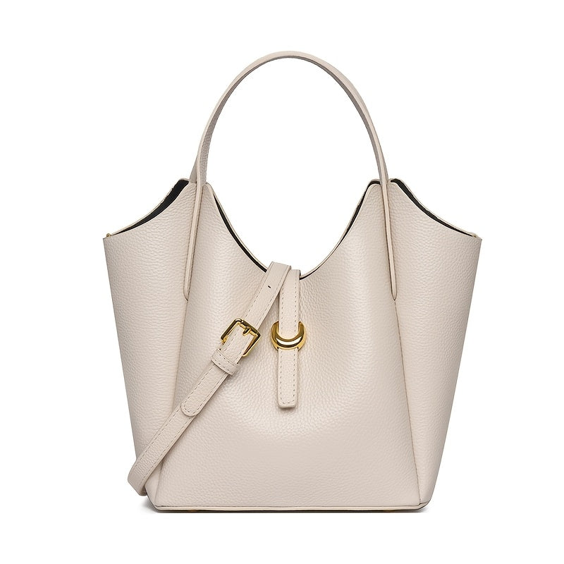 Leather Tote Bag for Women, Large Capacity, Classic Versatile Handbag with Zipper Closure, Edge Paint Detail, Perfect for Office Commute - Mixed Color