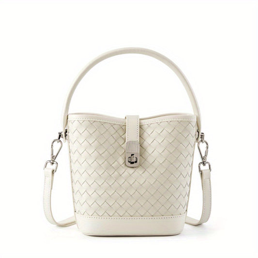 Top Layer Sheepskin Woven Bucket Bag, Women's 2025 New Versatile Handbag, Crossbody Bag, High-End Commuting Single Shoulder Women's Bag