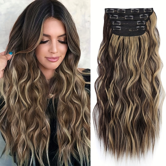 4pcs Set Of Long Water Ripple Wig Pieces