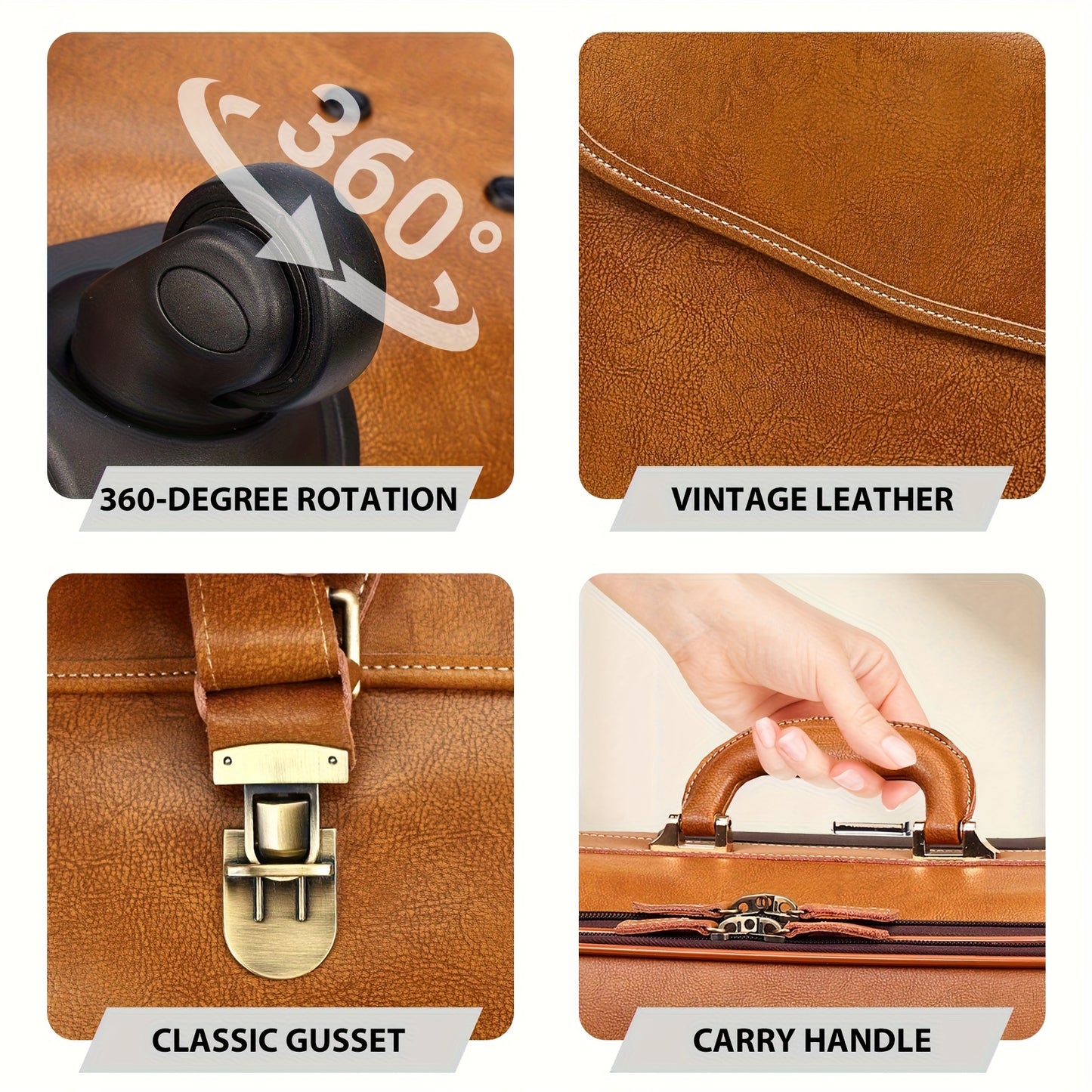 Leathario Travel Luggage, Wheeled Luggage, Men's Luggage Bag, Wheeled Genuine Leather Laptop Briefcase, Carry-on Suitcase, Local Warehouse, Christmas/Halloween