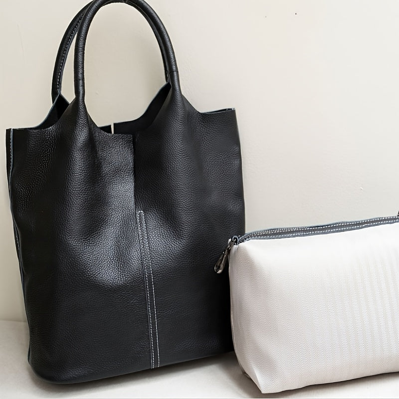 Leather Women’s Tote Bag – Stylish Large Capacity Bucket Bag for Everyday Use