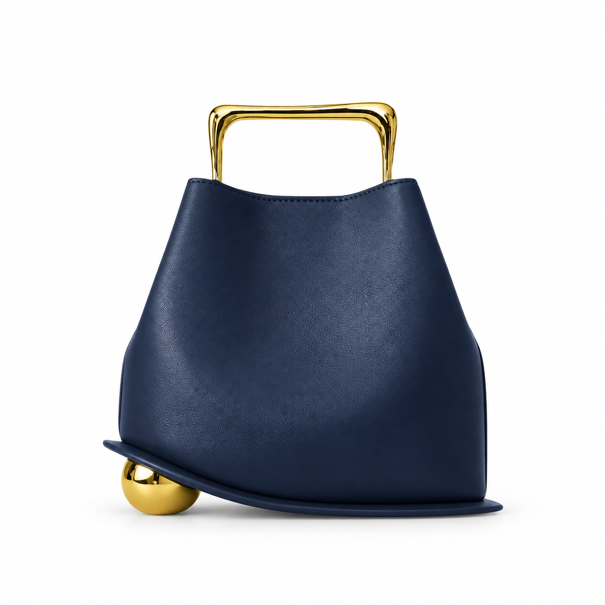 Navy Blue Leather Evening Statement Clutch