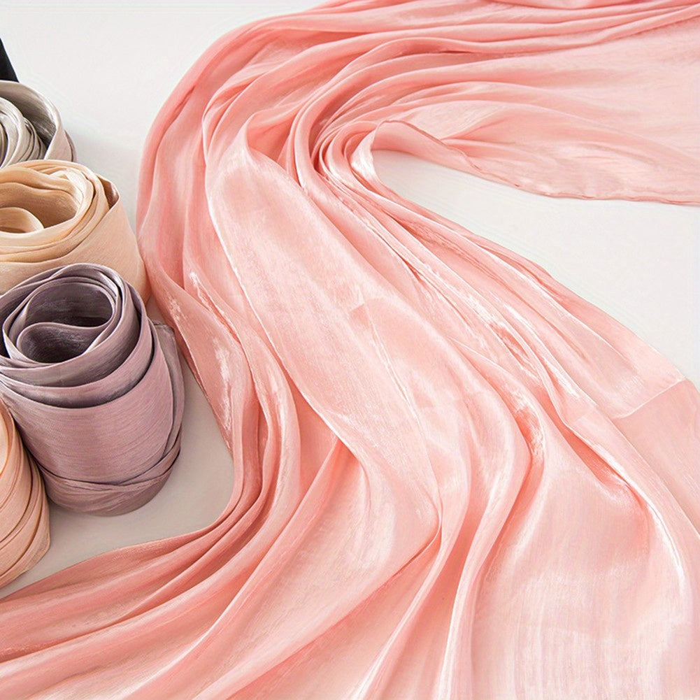 Women's Lightweight Breathable Gauze Headscarf - Versatile Long Flowy Scarf & Shawl for Muslim Hijab, Outdoor Casual Daily Wear, All-Season Machine Washable, 70.87x25.98inch