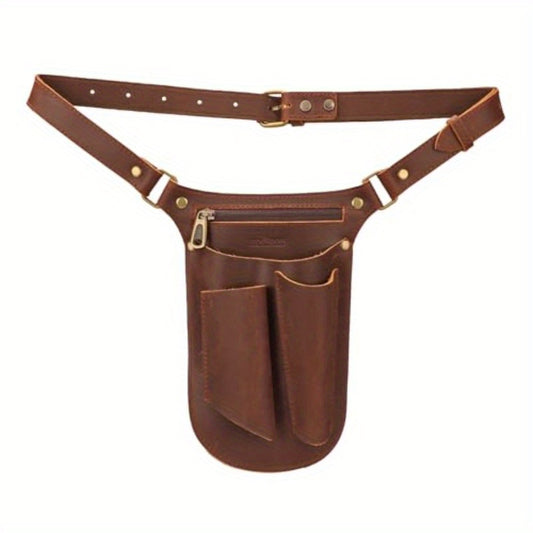 Faux Leather Gardening Belt Florist Tool Bag Gardener Holster Waist Pouch Electrician Carpenter Organizer Kit with 4 Pockets Up to 44 Brown