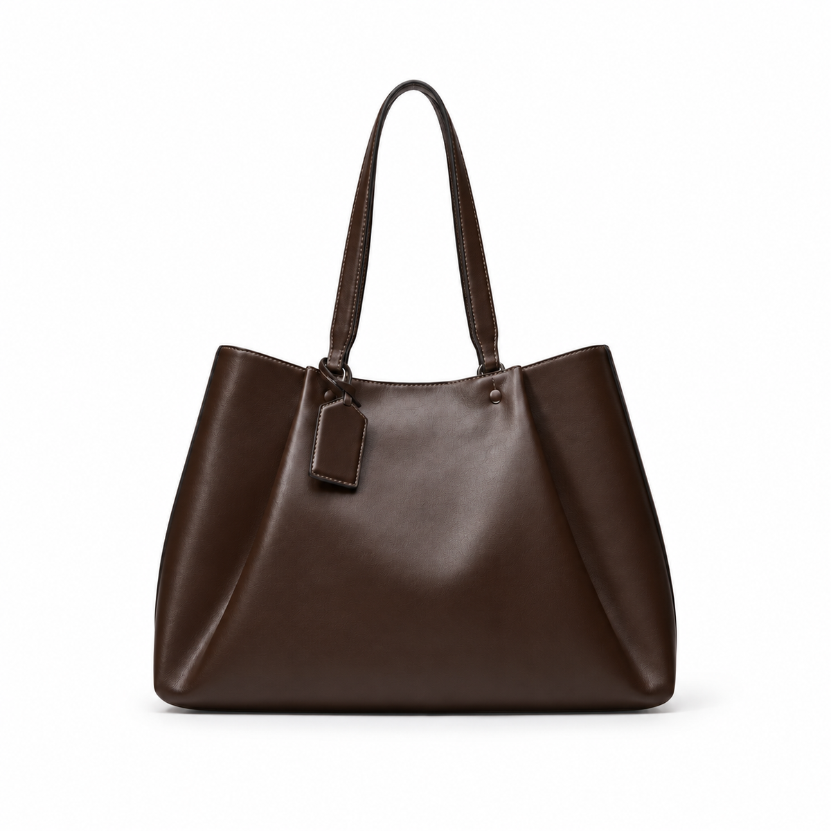 Elegant Brown Leather Everyday Tote Bag