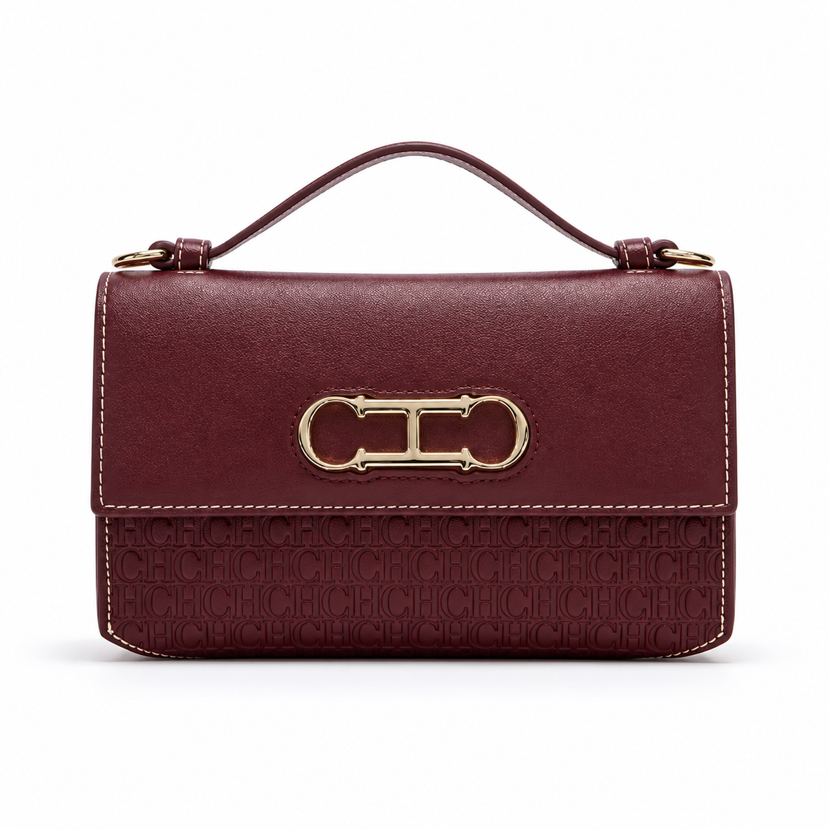 Burgundy Embossed Leather Evening Clutch Bag