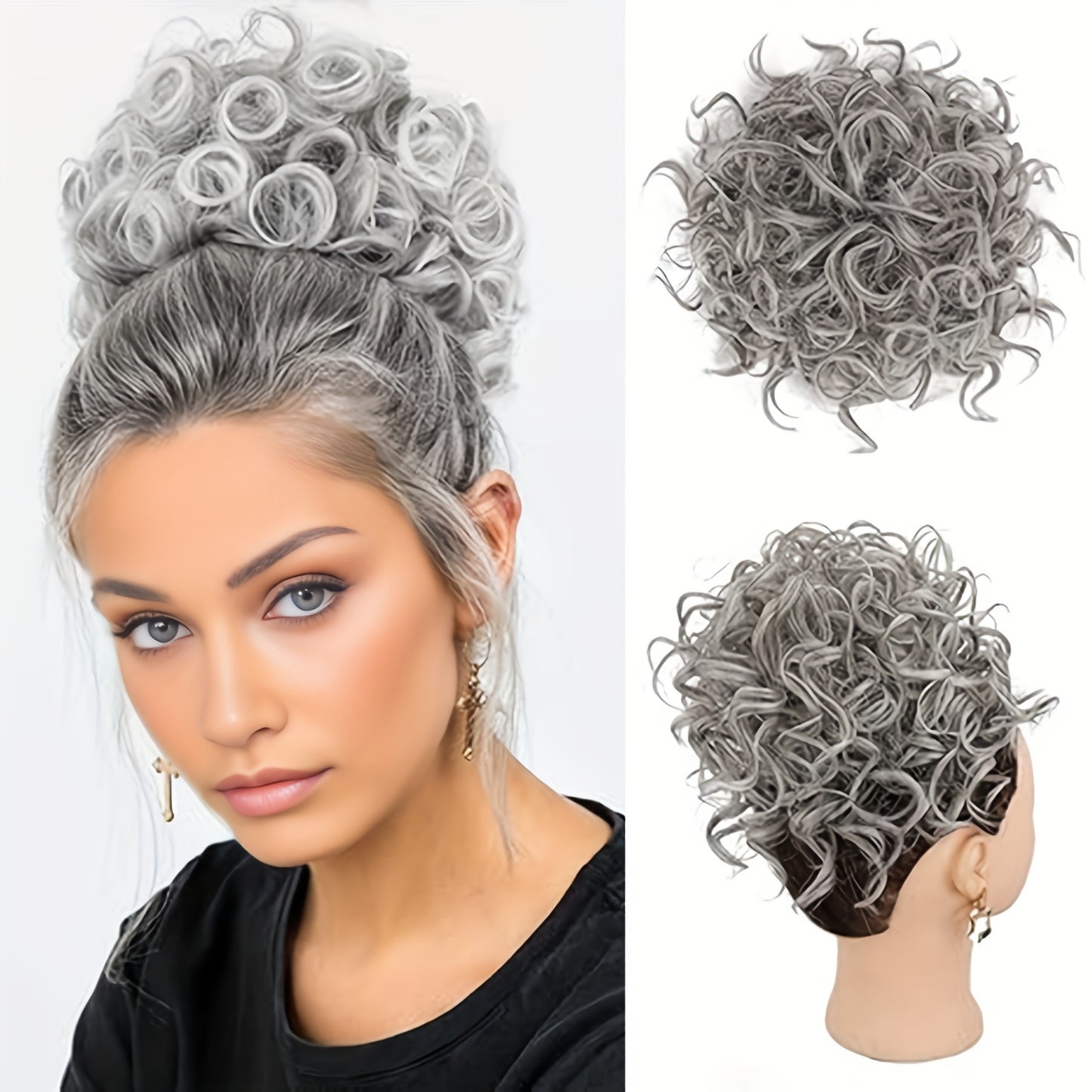 Stunning And Gorgeous Large Clip-In Afro Curly Synthetic Hair Bun - A Secure Drawstring Synthetic Hair Bun with Curls, Reusable Ponytails for Women, Available in a Variety of Gradient Colors: Brown, Dark Brown, Blonde, Copper