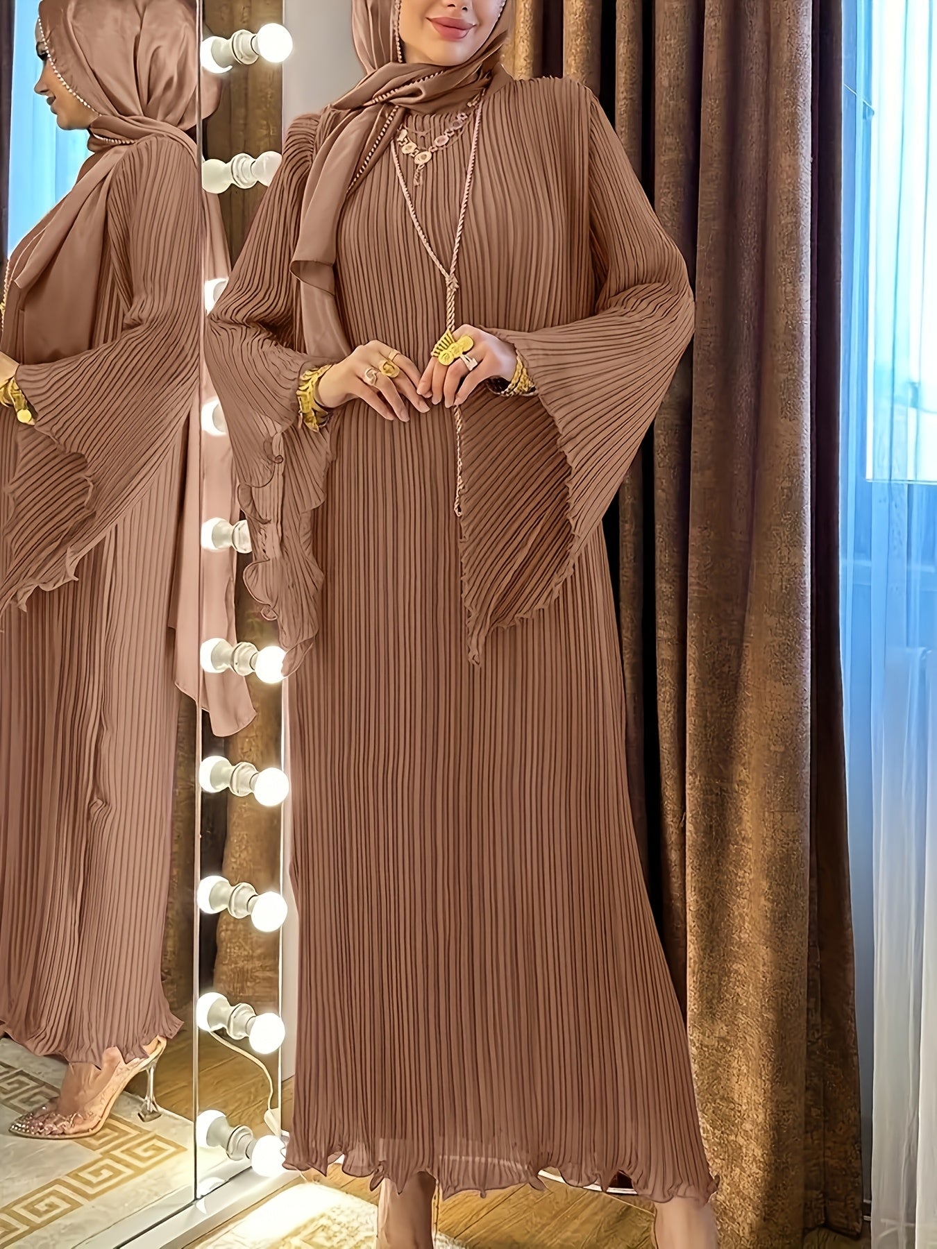 Wrinkled Style Long Palestinian Abaya - Comfortable, Elegant for Casual Wear