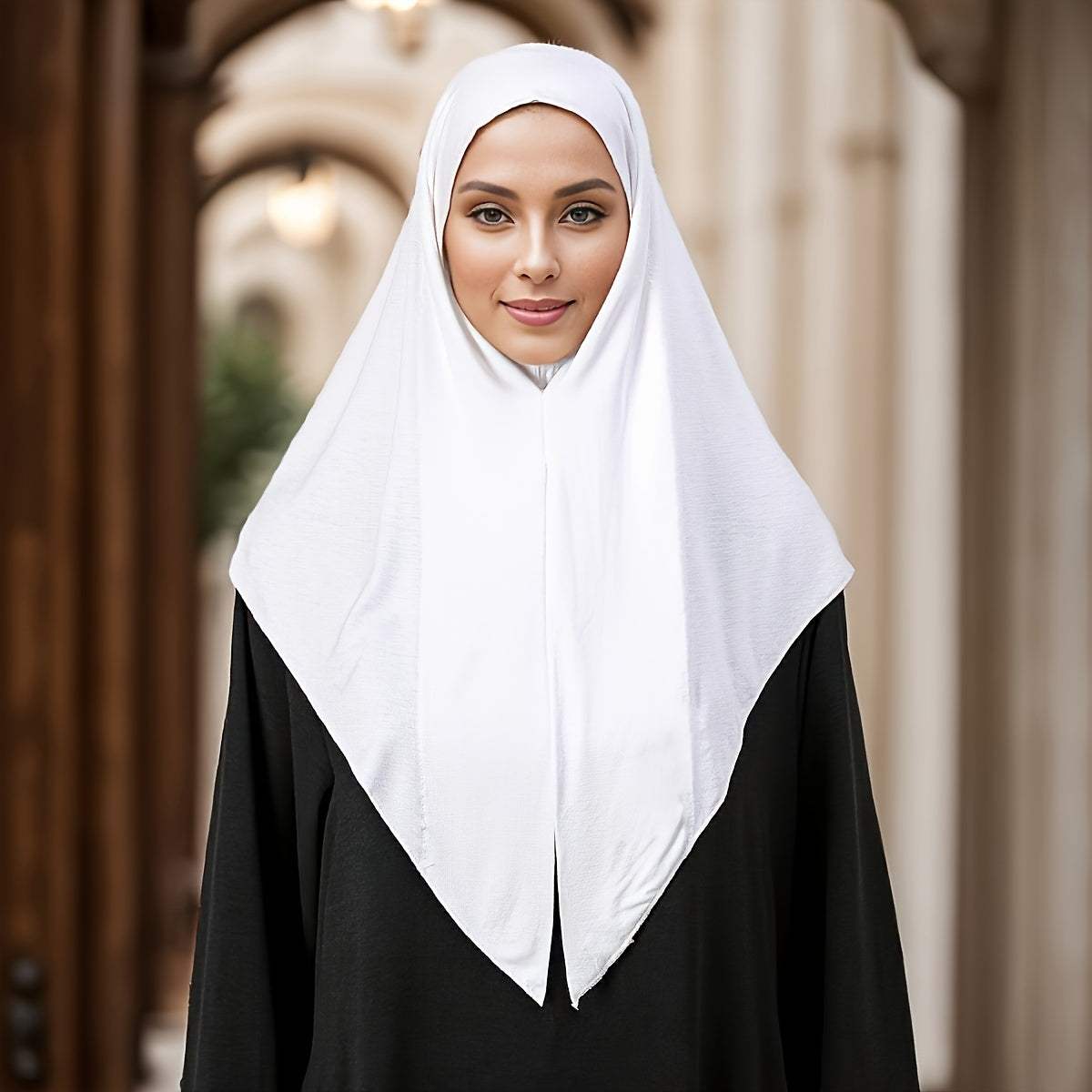 1pc Women's Lightweight Adjustable Headscarf - Wind & Machine Washable, Non-Stretch Fabric for Ramadan, Daily Travel & Modest Fashion (Black), Hijab Accessories, Solid Color Hijab