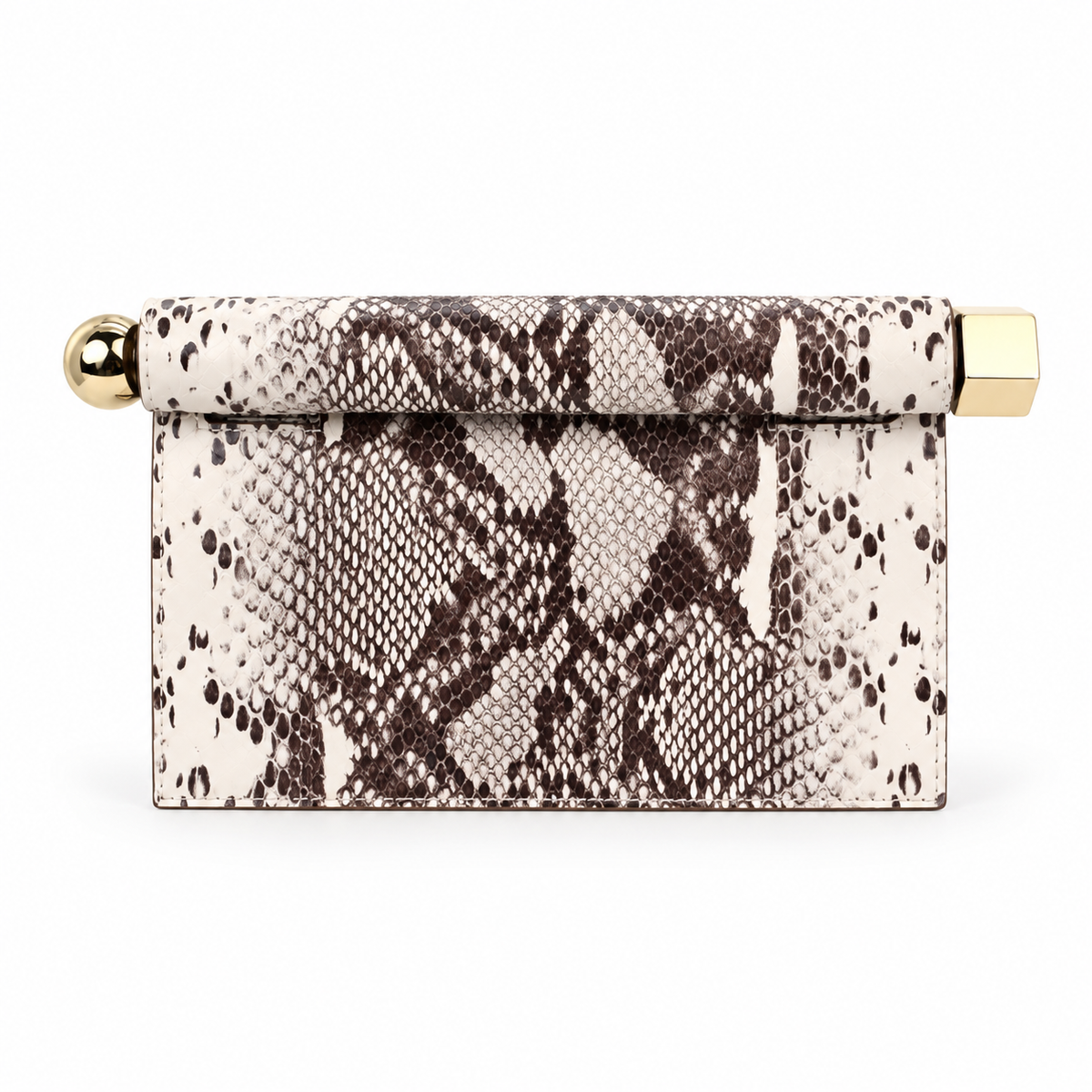 Elegant Snakeskin Print Leather Evening Clutch