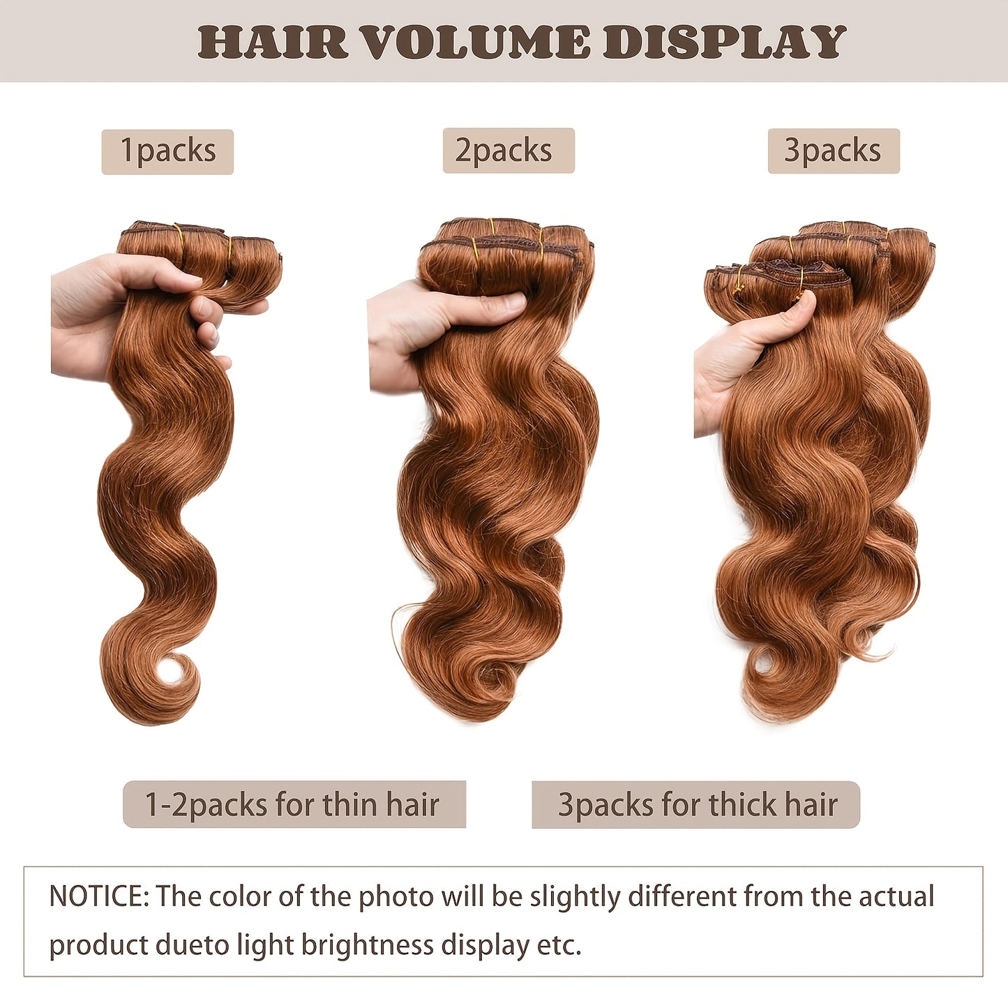 Meiverah Body Wave Clip-In Human Hair Extensions in Copper Red Shade, Made from Virgin Hair with Double Weft