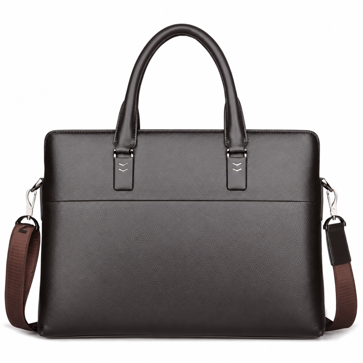 Classic Black Leather Laptop Briefcase Bag