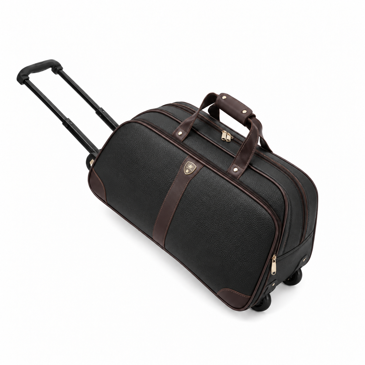 Classic Black Brown Trim Trolley Bag