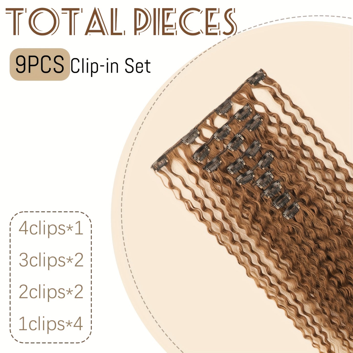 Clip In Curly Hair Extensions - 145G 9pcs Synthetic Ombre Honey Blonde Hair Extensions Jerry Curly Hair Extensions Women Clip Extensions Hairpieces Halloween Christmas Party