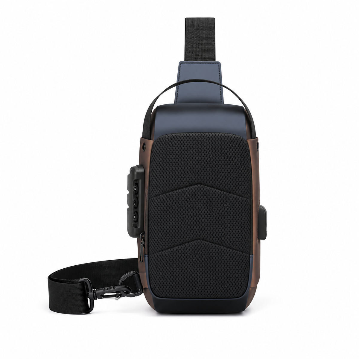 Navy Blue Crossbody Sling Bag With Lock