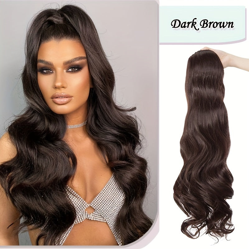 Long Curly Wavy Hair Piece Synthetic Pony Tail Extensions For Women Highlight Balayage