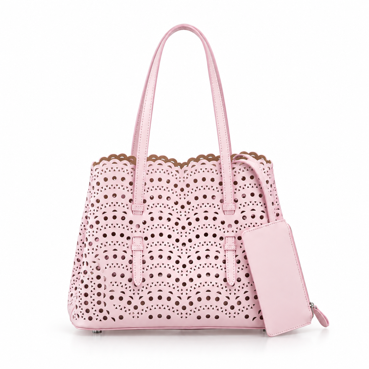 Blush Pink Laser Cut Tote Handbag