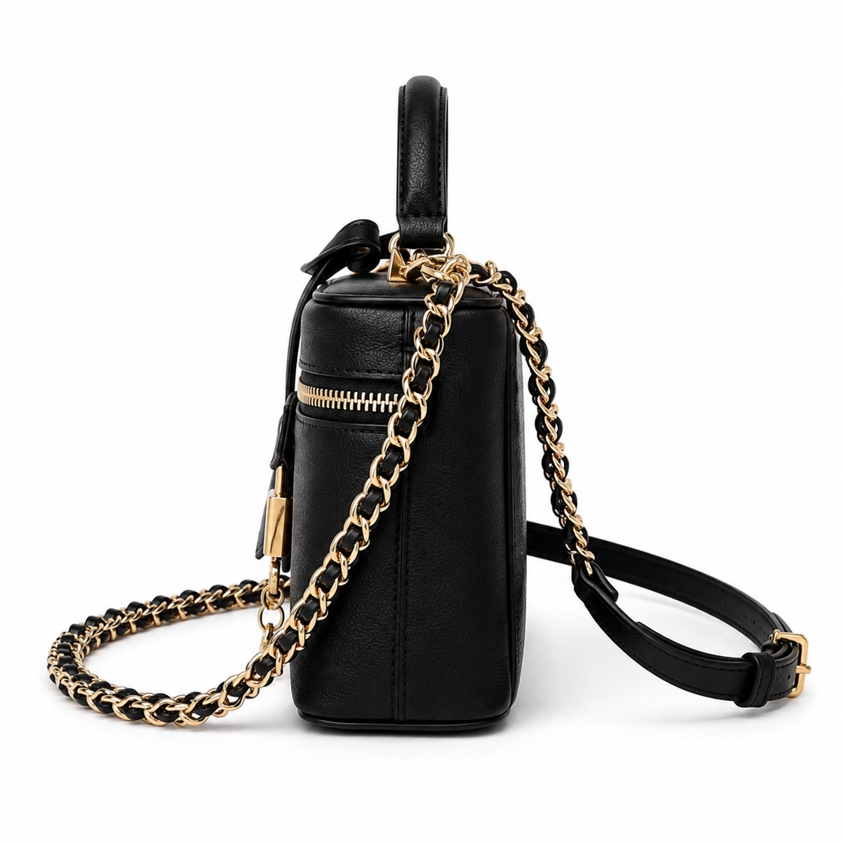 Luxury Black Gold Chain Structured Handbag