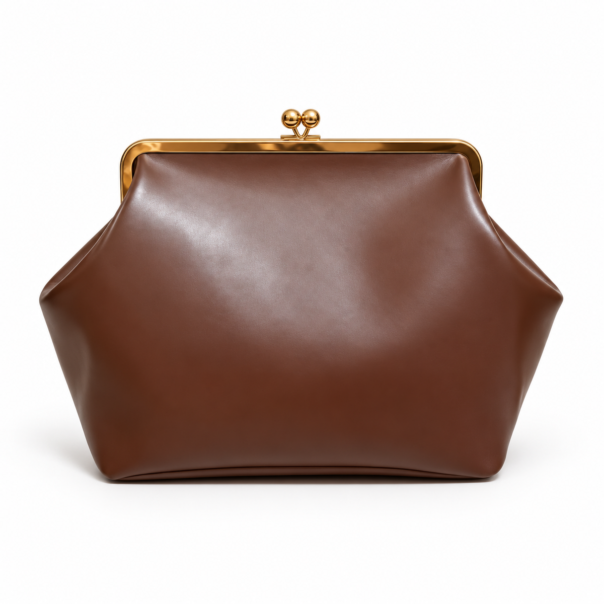 Chocolate Brown Vintage Kiss Lock Clutch