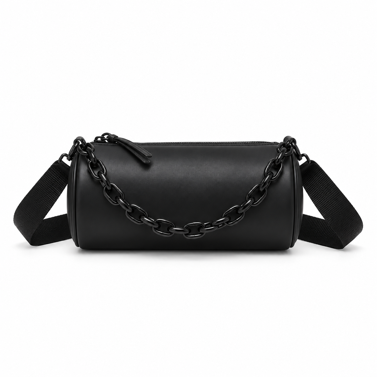 Black Cylindrical Chain Crossbody Shoulder Bag