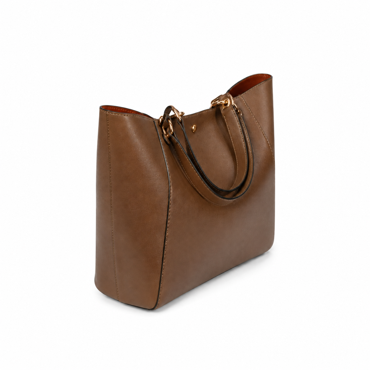 Elegant Brown Structured Tote Handbag