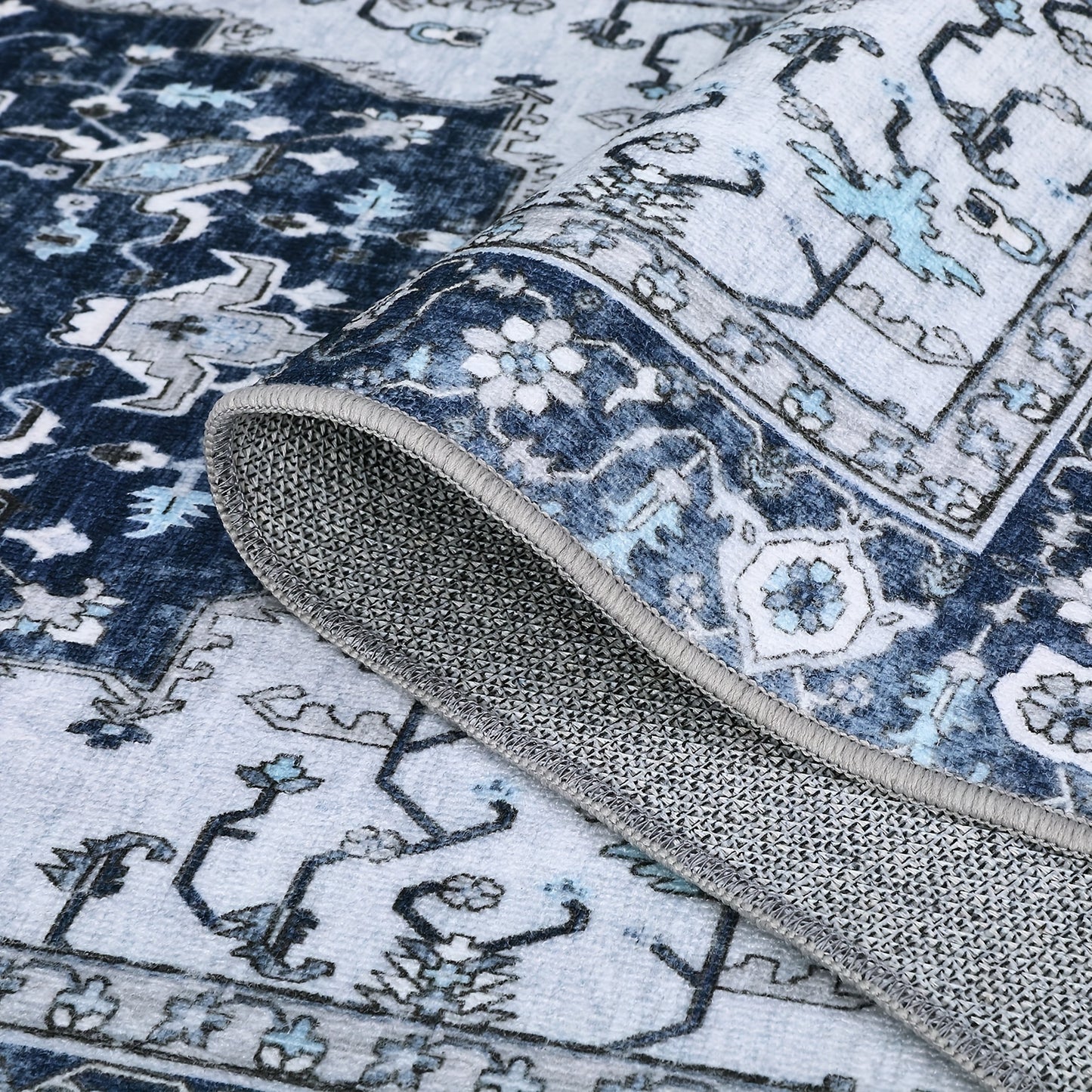Vintage Floral Print Throw Floor Carpet Small Entrance Rug Washable Living Room Rug Easy Cleaning Rug Stain Resistant Indoor Carpet Non Slip Non Shedding Low Pile Soft Bedroom Rug Folding Rug For Dining Room Office Kitch