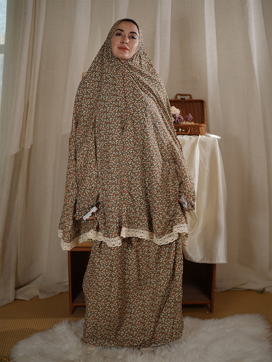 Two-Piece Hooded Jilbaab Outfit for Muslim Women in The Middle East