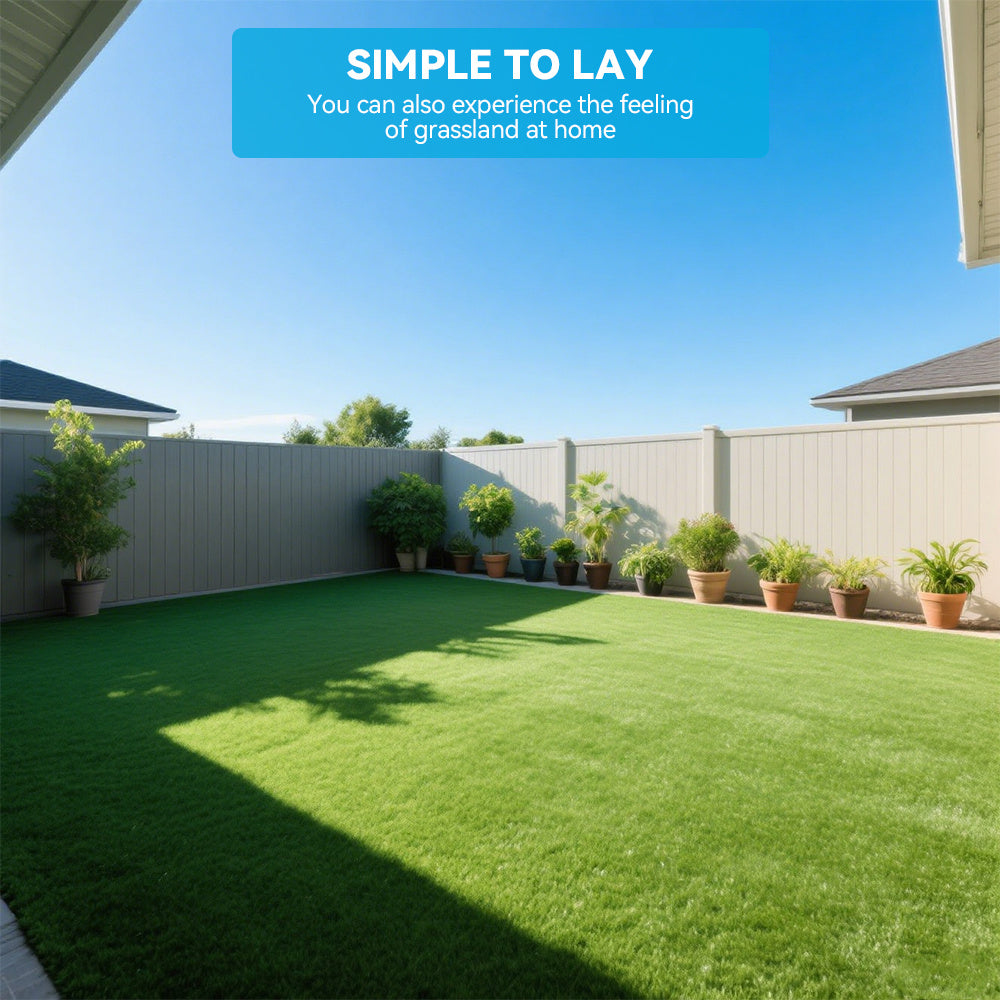 High-Realistic Artificial Grass Turf with Rubber Backing – Soft Fake Grass, No Watering/Mowing/Fertilizing, Saves Time & Water, Year-Round Green, Ideal for Indoor/Outdoor, Yard, Balcony, Thanksgiving decorations, Christmas