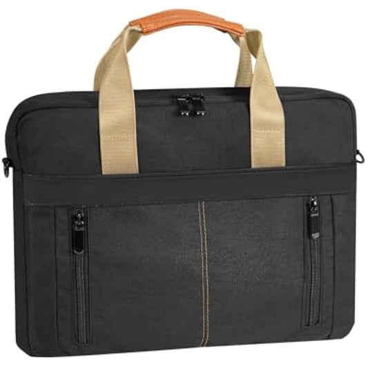 13.3 14.0 Inch Leather Laptop Bag Briefcase Handbag Shoulder Bag Compatible with Macbook Air Pro 13 M1 M2 for Dell HP Chromebook Black