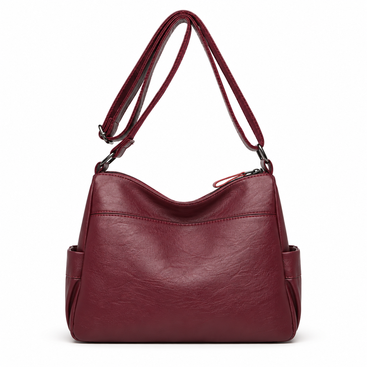 Burgundy Multi Pocket Adjustable Crossbody Bag