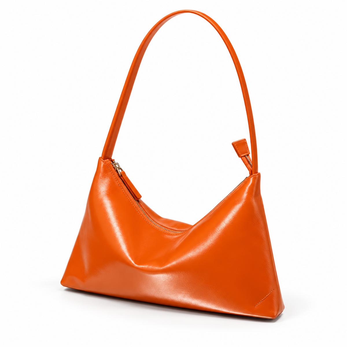 Chic Orange Slouchy Zipper Shoulder Bag