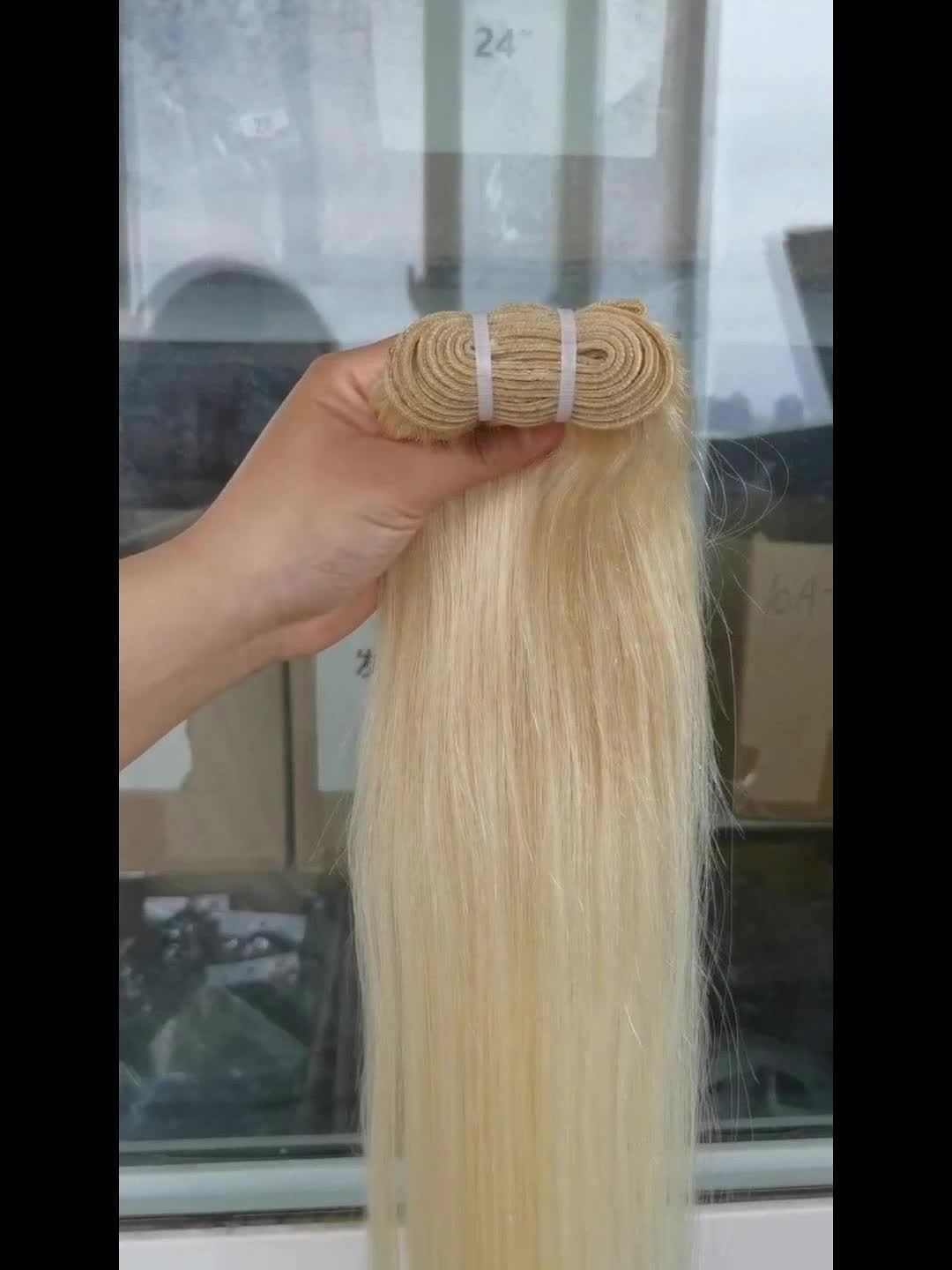 Straight Human Hair Weft Hair Extensions Color 613 Blonde Remy Human Hair Weft Weave Hair Extensions Double Wefted 3.35 oz Human Hair Bundles Blonde