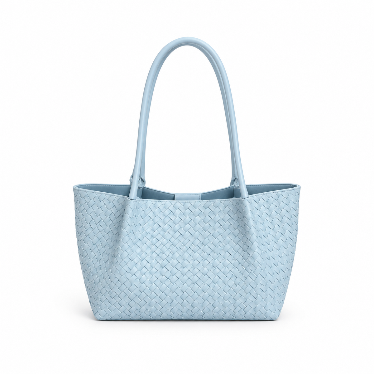 Light Blue Woven Heart Charm Tote