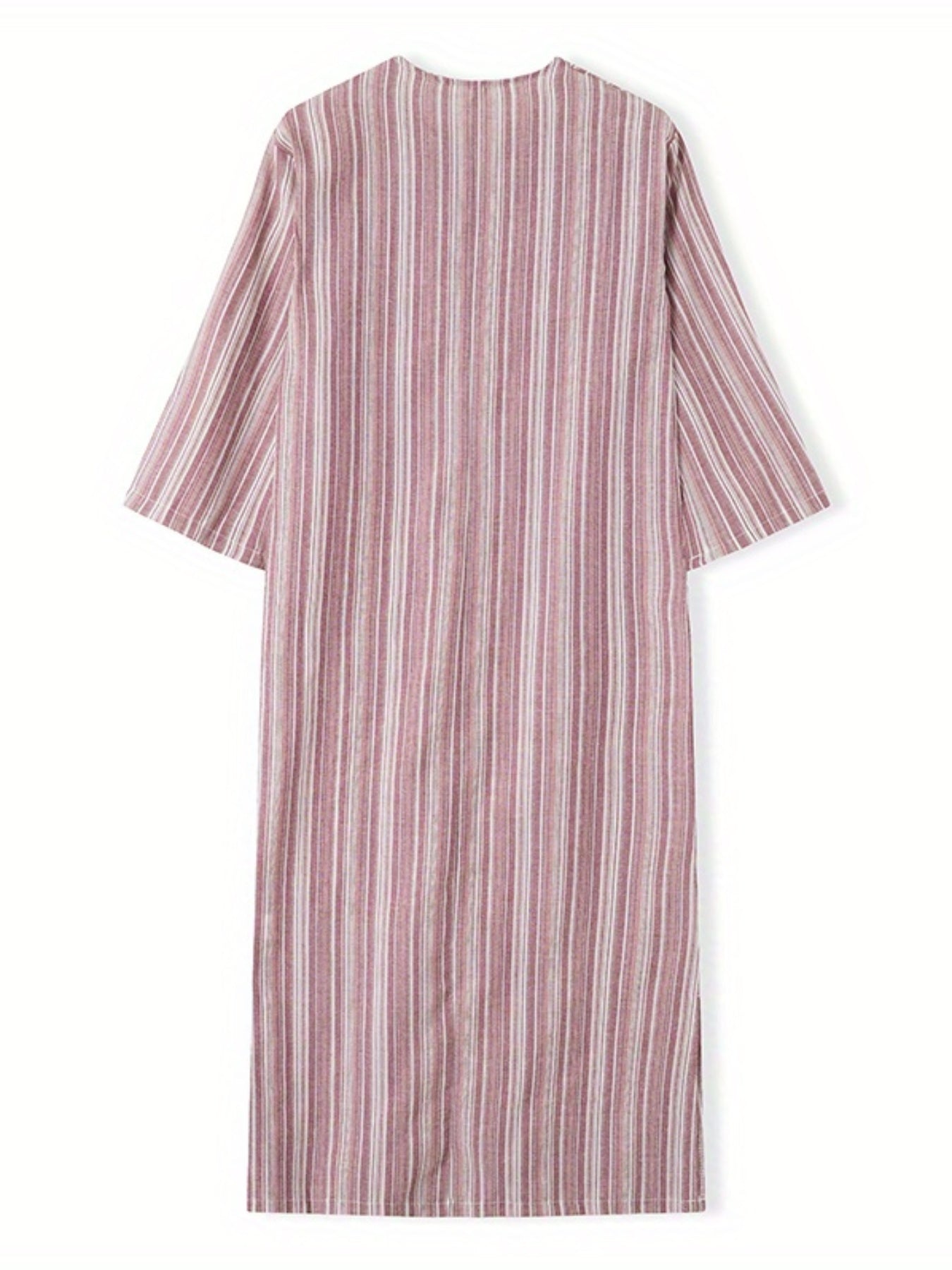 Women's Loose Dresses Striped V Neck Caftans 3/4 Sleeve Casual Loose Maxi Beach Dress with Pockets