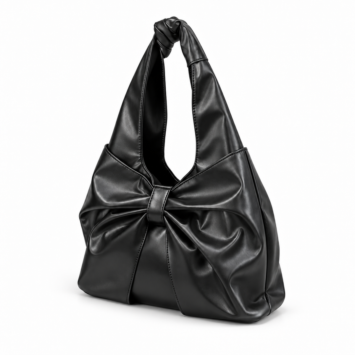 Sleek Bow Detail Black Shoulder Bag