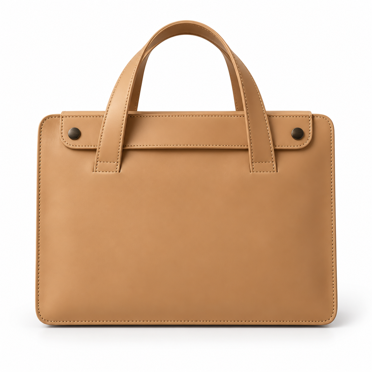 Khaki Leather Laptop Bag With Handles
